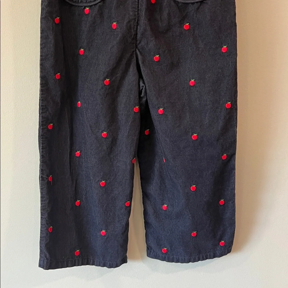 Gymboree Dark‎ Blue Overalls - 3T/4T, embroidered apples, 2 piece